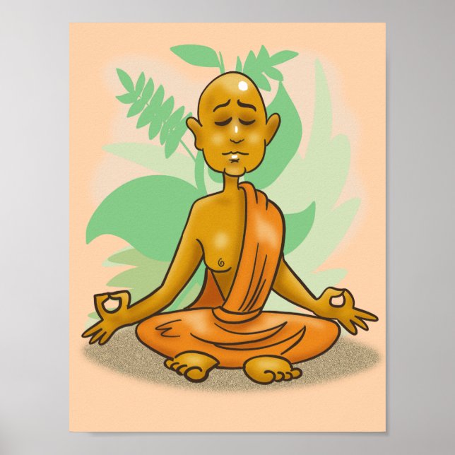 Buddhistischer Mönch in Meditation Poster (Vorne)