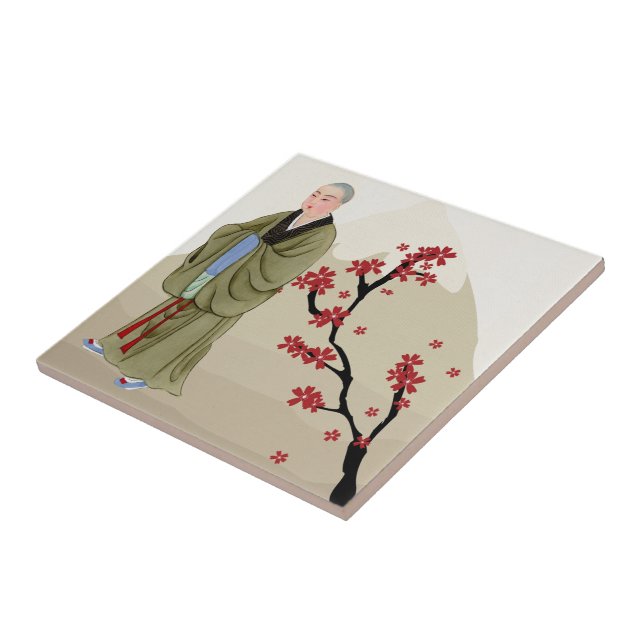 Buddhistischer Mönch Keramik Tile Fliese (Seite)