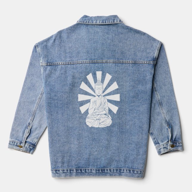 Buddhistischer spiritueller Meditat Buddha Jeansjacke (Rückseite)