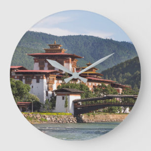 Buddhistischer Tempel am Fluss Große Wanduhr