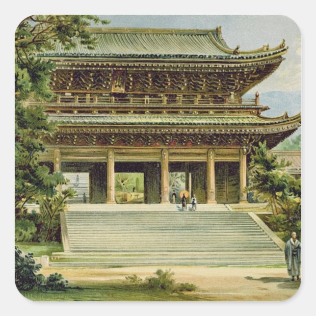 buddhistischer Tempel in Kyoto, Japan Quadratischer Aufkleber (Vorderseite)