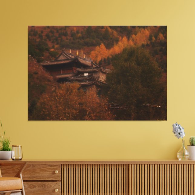 Buddhistischer Tempel Wrapped Canvas Leinwanddruck (Insitu (Wohnzimmer))