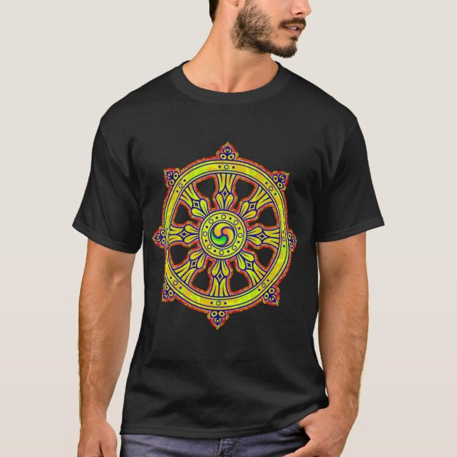 Buddhistisches Dharma Chakra T-Shirt (Vorderseite)