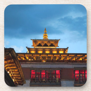 Buddhistisches Dzong-Dach Untersetzer