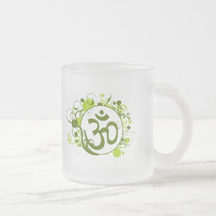 Buddhistisches grünes Blumenom Mattglastasse