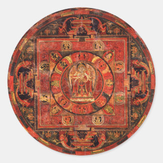 Buddhistisches Mandala des Mitgefühls Runder Aufkleber