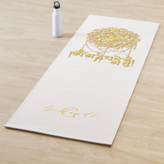 Buddhistisches Mani-Mantra in Gold mit Mandala Yogamatte