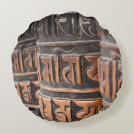 Buddhistisches rundes Kissen der Gebetsräder