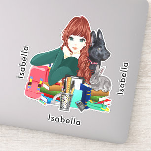 Buddies Schule Furry Friends Add Name, ZKOA Aufkleber