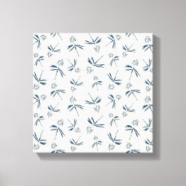 Budding Blue Branches auf Creme - nahtloses Muster Leinwanddruck