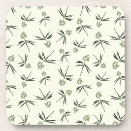 Budding Green Branches on cream - seamless pattern Getränkeuntersetzer
