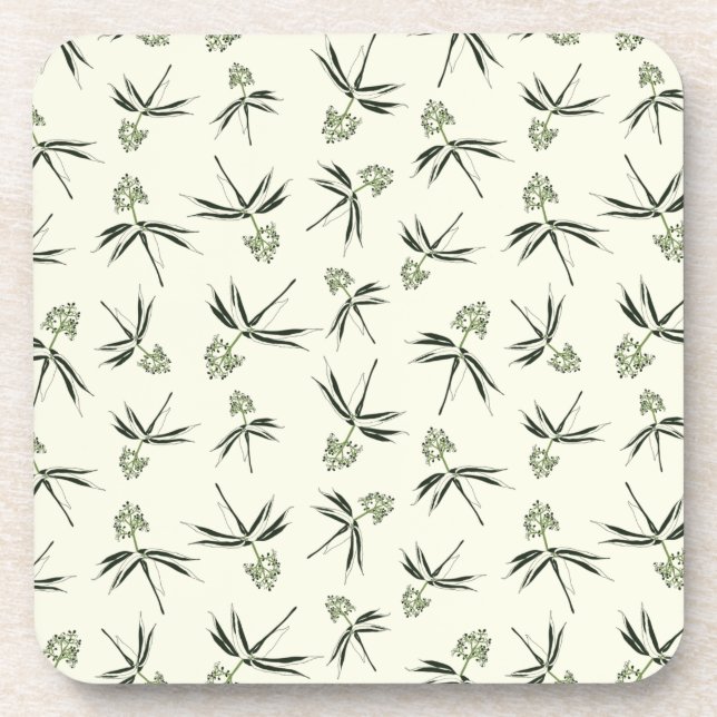 Budding Green Branches on cream - seamless pattern Getränkeuntersetzer (Vorderseite)