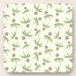 Budding Red Branches on cream - seamless pattern. Getränkeuntersetzer