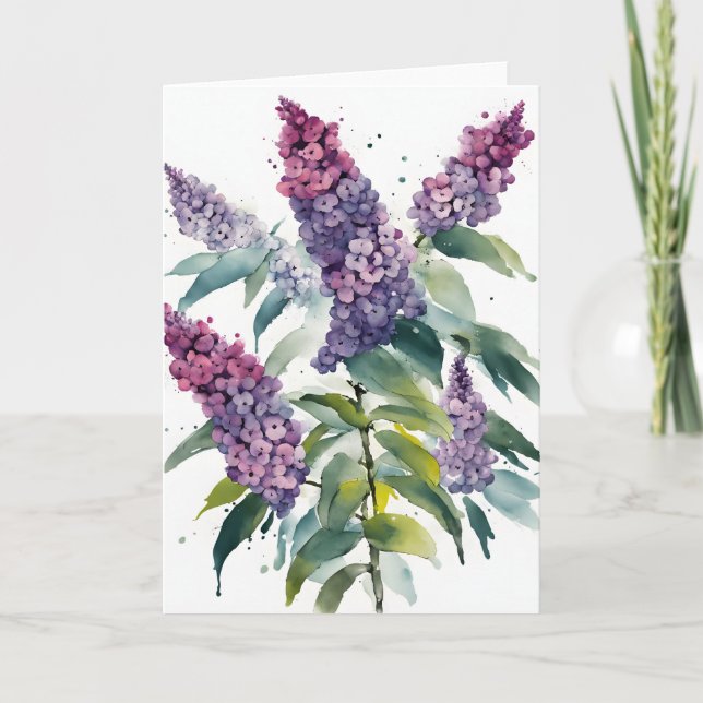 Buddleia - Aquarellblumen Karte (Vorderseite)