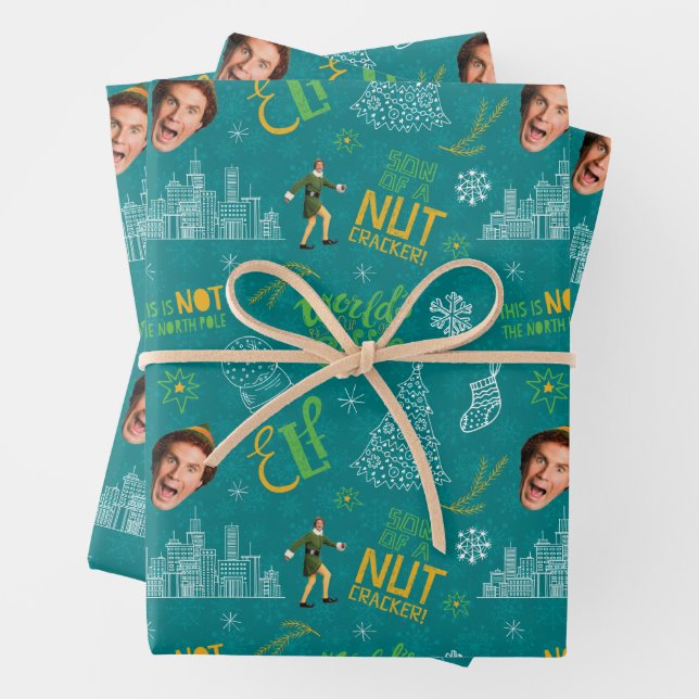 Buddy der Elf Aquamarines Zitatsmuster Geschenkpapier Set (Beispiel)