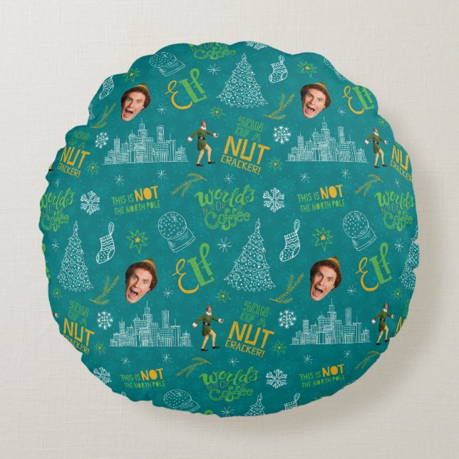 Buddy der Elf Aquamarines Zitatsmuster Rundes Kissen (Vorderseite)