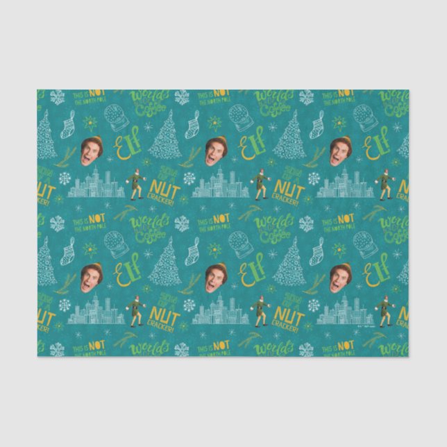 Buddy der Elf Aquamarines Zitatsmuster Seidenpapier (Vorderseite)