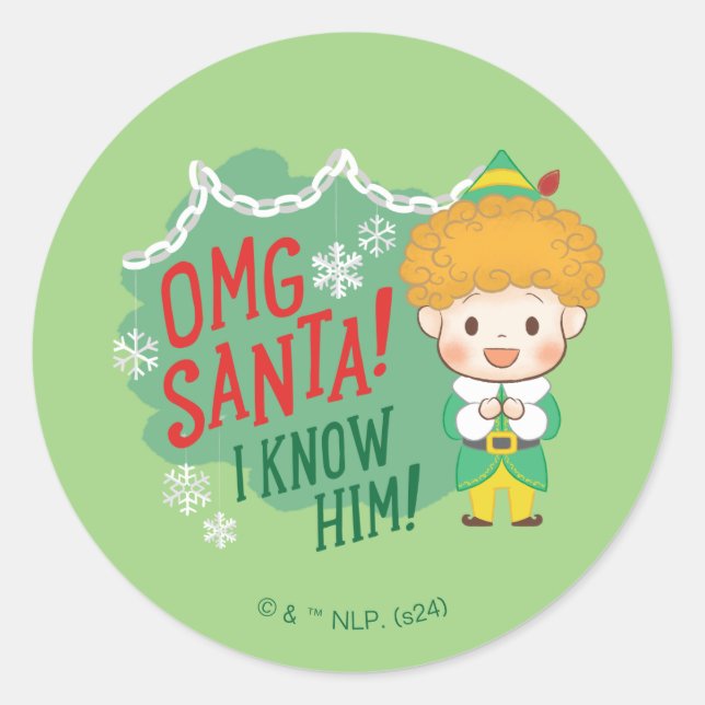 Buddy der Elf OMG Santa! Ich kenne ihn! Runder Aufkleber (Vorderseite)