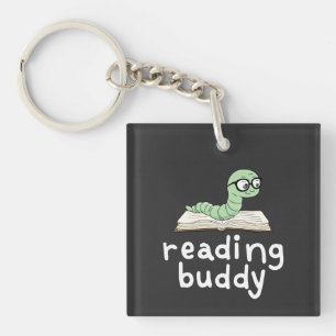 Buddy Niedlich Bookworm mit Buch lesen Schlüsselanhänger