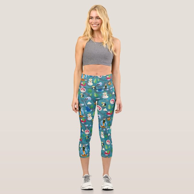 Buddy the Elf and Characters Aquamarin Pattern Capri Leggings (Vorderseite)