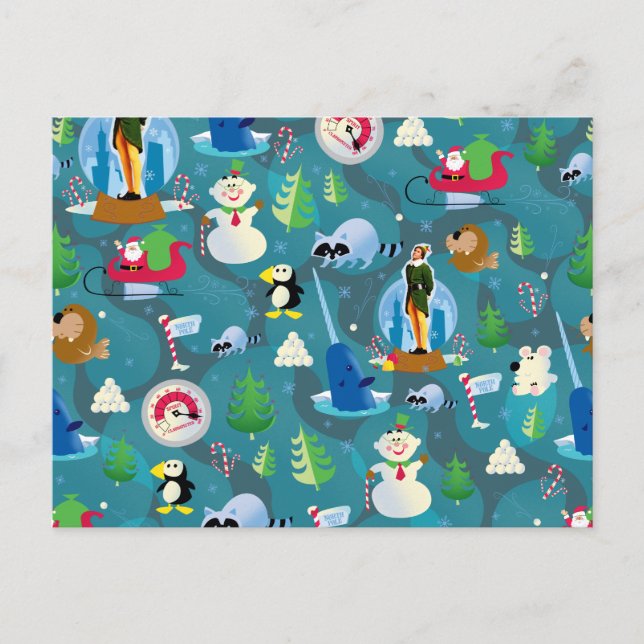Buddy the Elf and Characters Aquamarin Pattern Postkarte (Vorderseite)