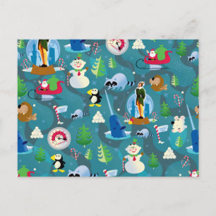 Buddy the Elf and Characters Aquamarin Pattern Postkarte