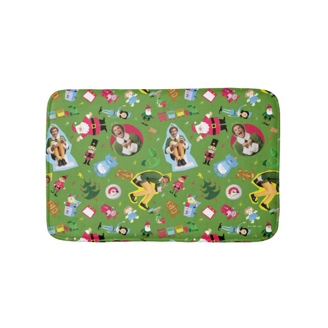 Buddy the Elf and Christmas Icons Pattern Badematte (Vorderseite)