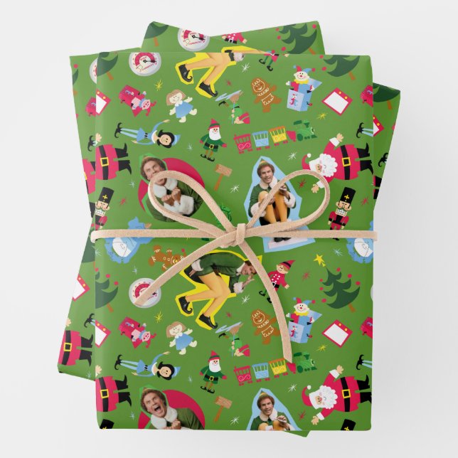 Buddy the Elf and Christmas Icons Pattern Geschenkpapier Set (Beispiel)