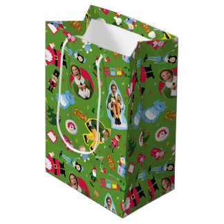 Buddy the Elf and Christmas Icons Pattern Mittlere Geschenktüte