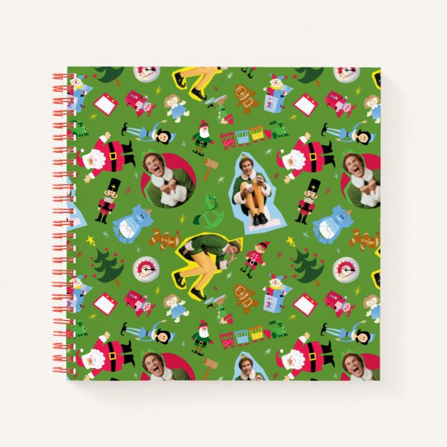 Buddy the Elf and Christmas Icons Pattern Notizbuch (Vorderseite)