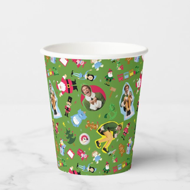 Buddy the Elf and Christmas Icons Pattern Pappbecher (Vorderseite)