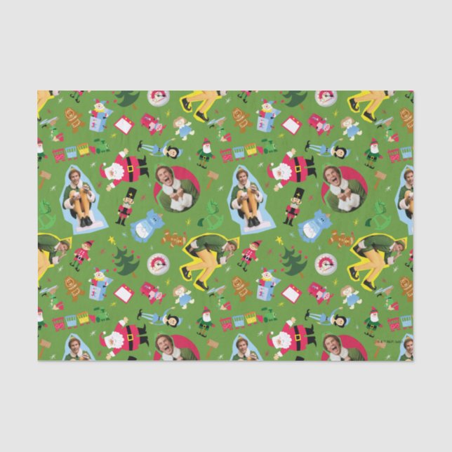 Buddy the Elf and Christmas Icons Pattern Seidenpapier (Vorderseite)