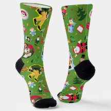 Buddy the Elf and Christmas Icons Pattern Socks