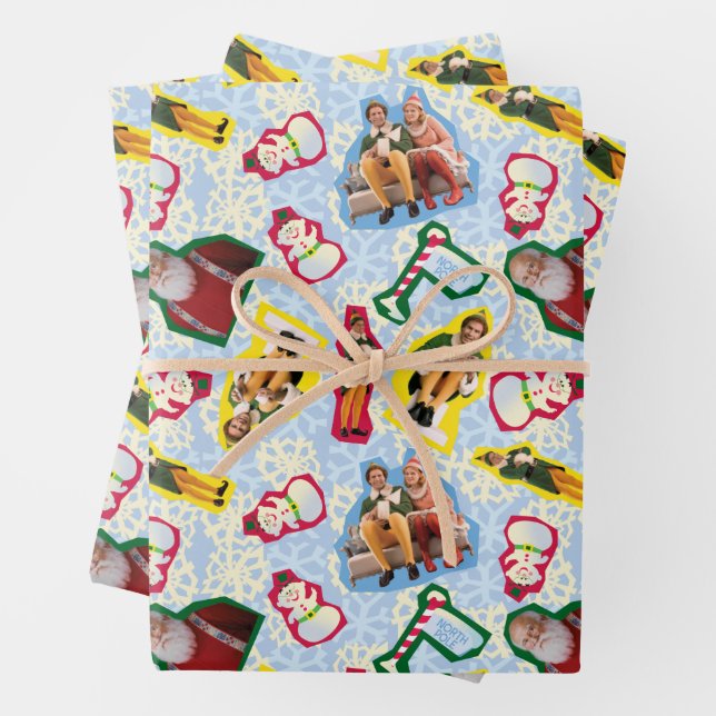 Buddy the Elf and Santa North Pole Pattern Geschenkpapier Set (Beispiel)