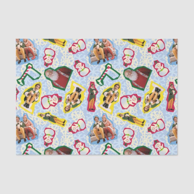 Buddy the Elf and Santa North Pole Pattern Seidenpapier (Vorderseite)