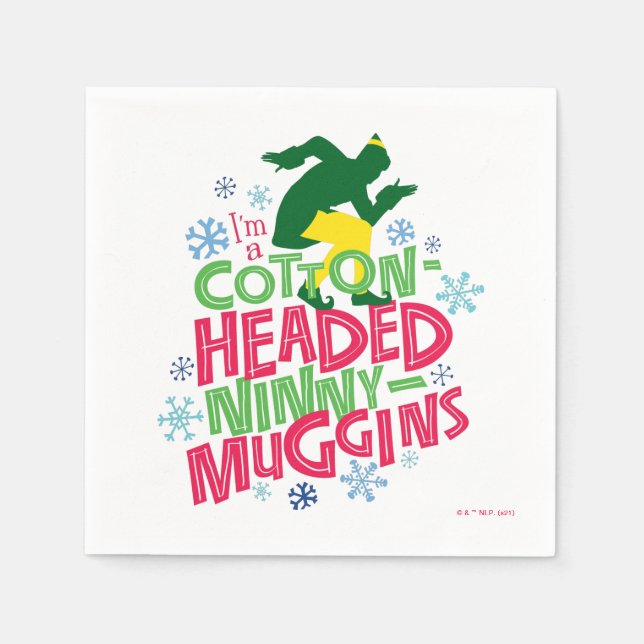 Buddy the Elf | Baumwolle mit Kopf Ninny-Muggins Serviette (Vorderseite)