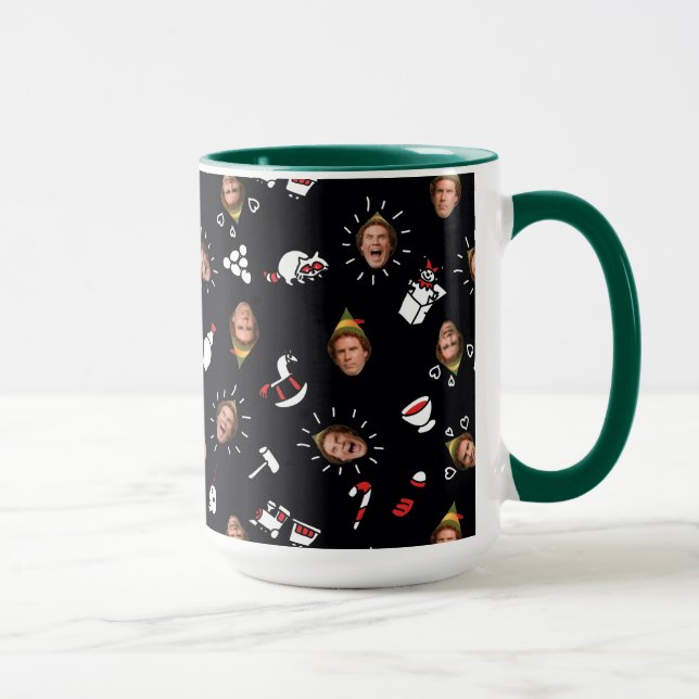Buddy the Elf Black Doodle Pattern Tasse (Rechts)