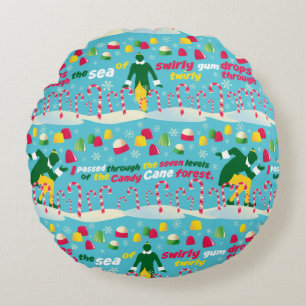 Buddy the Elf Candy Pattern Rundes Kissen