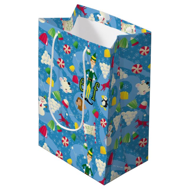 Buddy the Elf Cartoon Pattern Mittlere Geschenktüte (Vorderseite Schrägansicht)