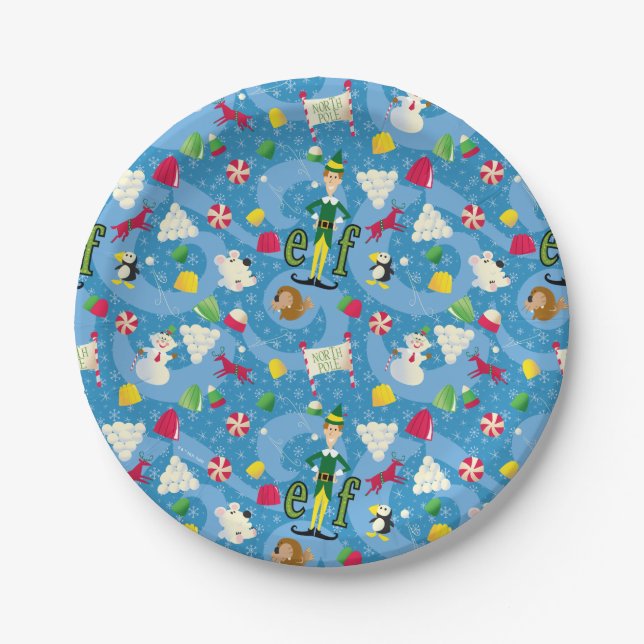 Buddy the Elf Cartoon Pattern Pappteller (Vorderseite)
