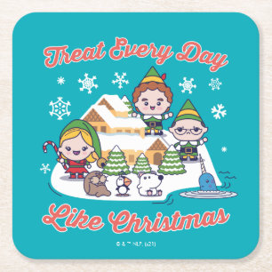 Buddy the Elf Chibi Graphic Rechteckiger Pappuntersetzer