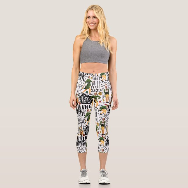 Buddy The Elf Quote Pattern Capri Leggings (Vorderseite)