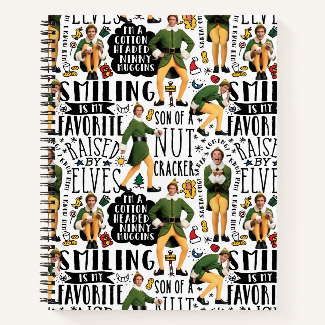 Buddy The Elf Quote Pattern Notizbuch (Vorderseite)