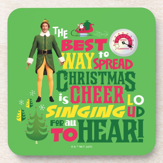 Buddy the Elf | Weihnachts-Cheer Grafik-Zitat Getränkeuntersetzer (Vorderseite)