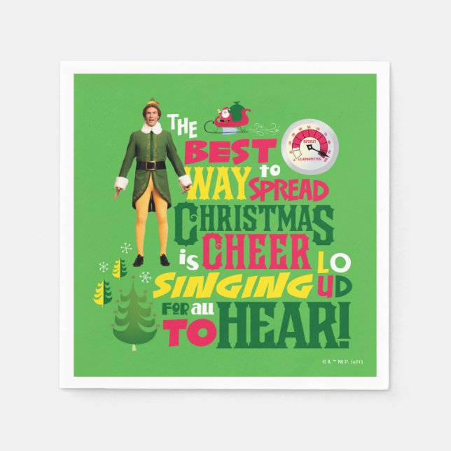 Buddy the Elf | Weihnachts-Cheer Grafik-Zitat Serviette (Vorderseite)