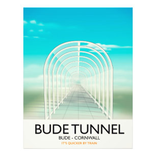 Bude Tunnel, Cornwall Parodie-Reiseplakat Fotodruck