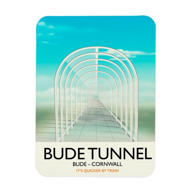 Bude Tunnel, Cornwall Parody Travel Poster Magnet (Vertikal)