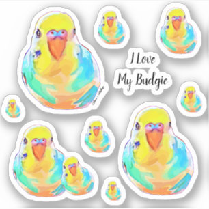 Budgerigar Parakeet I Liebe Budgie Bird Aufkleber