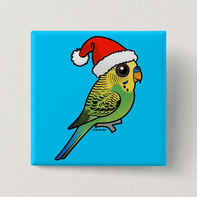 Budgerigar Santa Claus Button (Vorderseite)