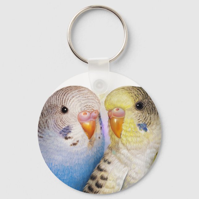 Budgerigars realistisches Gemälde Schlüsselanhänger (Vorderseite)